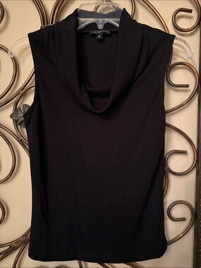 Anthropologie Black Draped Cowl Neck Sleeveless Top Stretchy NEW
